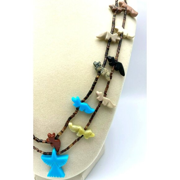 Garcia Zuni Navajo Fetish Heishi Necklace Double Strand Carved Native American - Picture 4 of 10